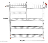 Stainless Steel 5-Shelf Wall Mount Kitchen Rack by Akaya Creations | Dish Rack, 31x30 inch | Resists corrosion, easy to assemble and clean